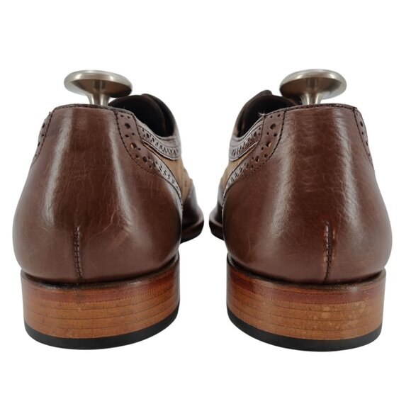 Mezlan Cork Wingtips Unique Men's Size 12M Brown Tan Leather Dress Shoes Oxfords - Picture 5 of 13
